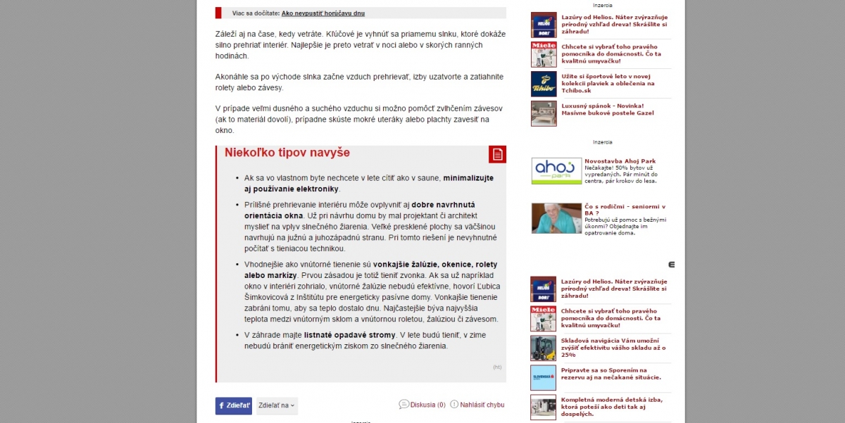 O vetraní v lete 2