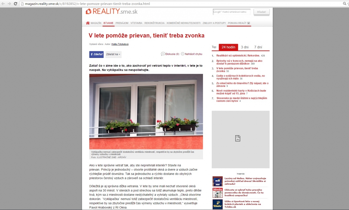 O vetraní v lete 1
