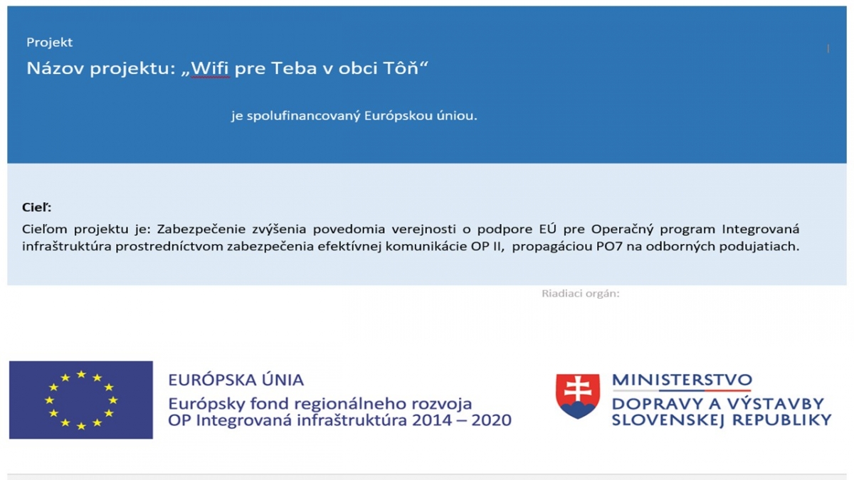 Wifi pre Teba v obci Tôň