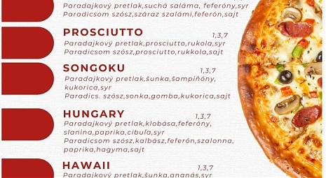 Pizza menü