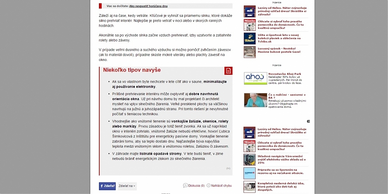 O vetraní v lete 2