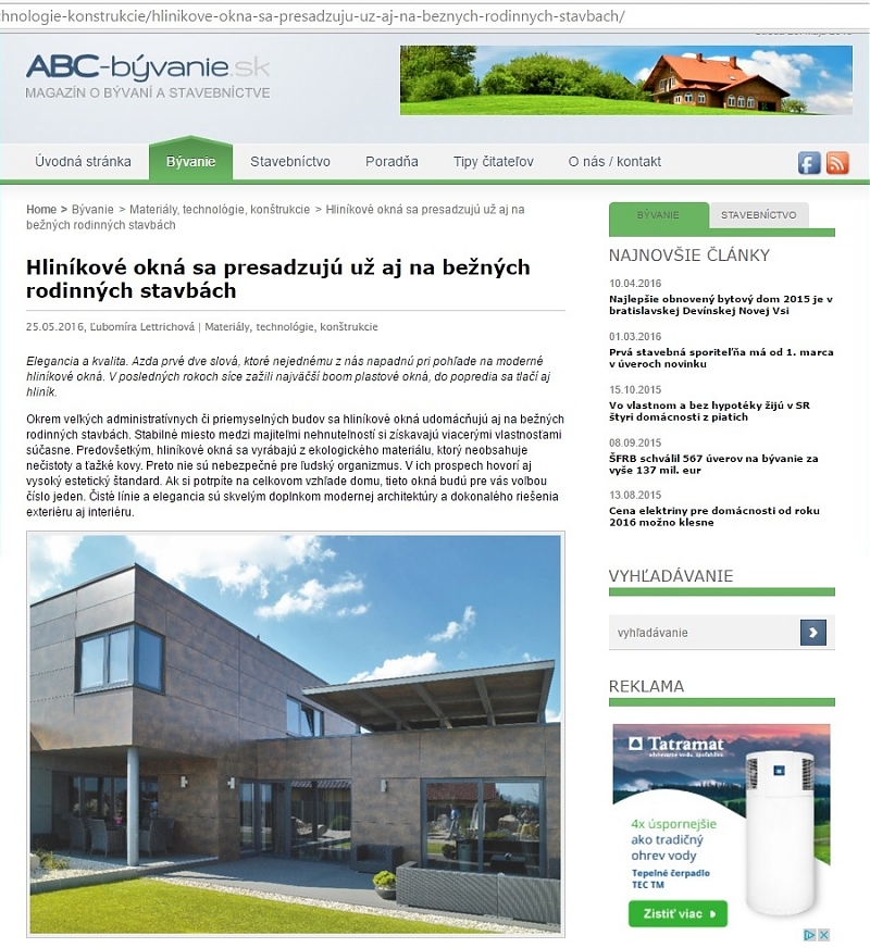 Hliníkové okná aj pre rodinné domy 1