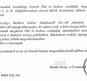 Csemadok - Zbierka na obnovu pamätníka obetiam I. a II. svetovej vojny