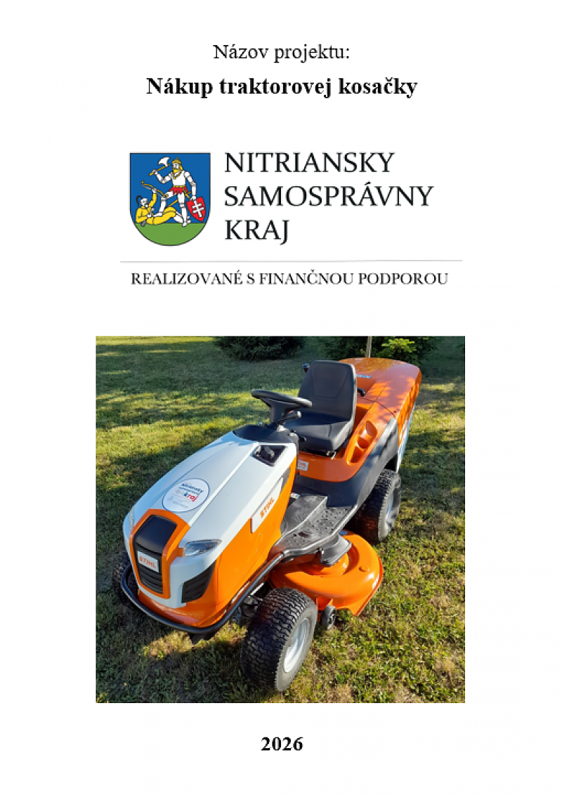 Projekt: Nákup traktorovej kosačky /2026/