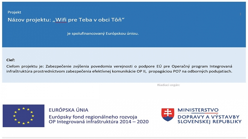 PROJEKT: Wifi pre Teba v obci Tôň