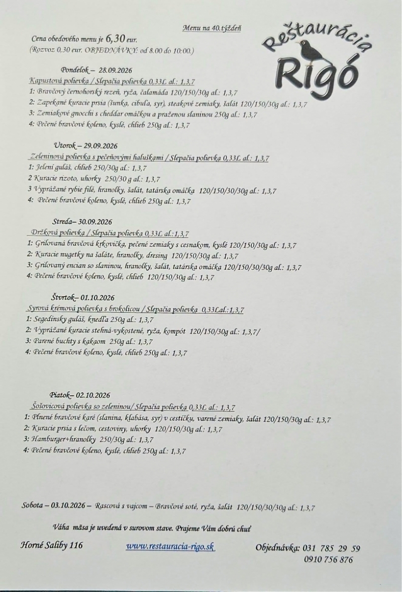 DENNÉ MENU
