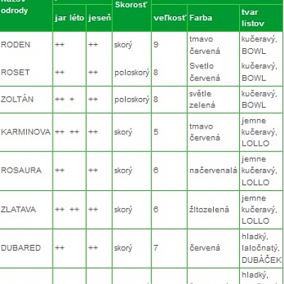 Bohatý sortiment odrôd listového šalátu