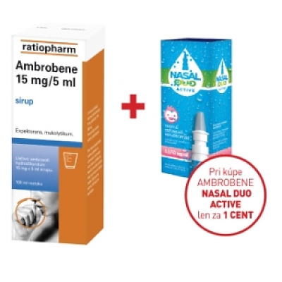 Ambrobene 15 mg /5 ml, sirup 100 ml + NASAL DUO ACTIVE 0,5/50 mg/ml, 10 ml